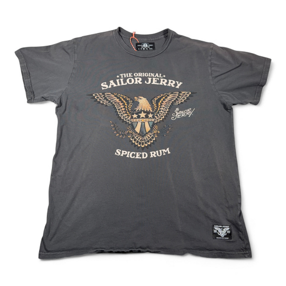 Sailor Jerry Shirt Adult LARGE Gray Spiced Rum Tattoo Eagle Norman Collins USA